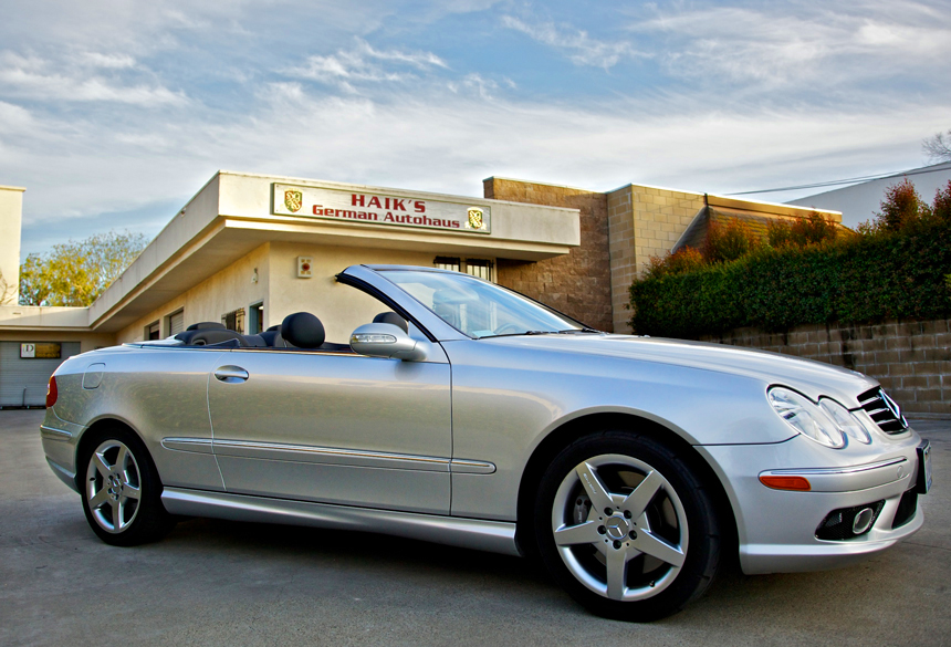 View of Mercedes convertible in front of Haik's German Autohaus Santa Barbara